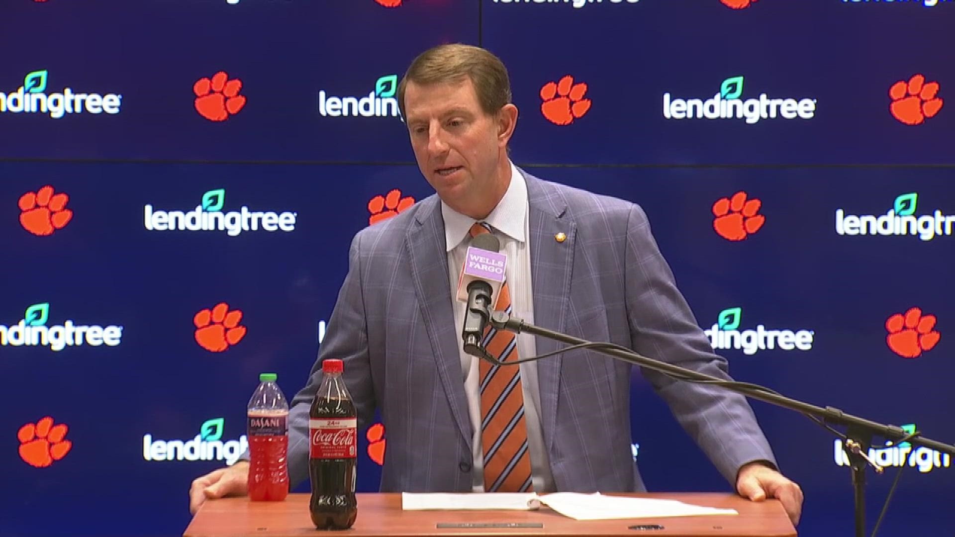 Clemson head football coach Dabo Swinney breaks down the win over Miami. the 40th consecutive victory in the Valley.