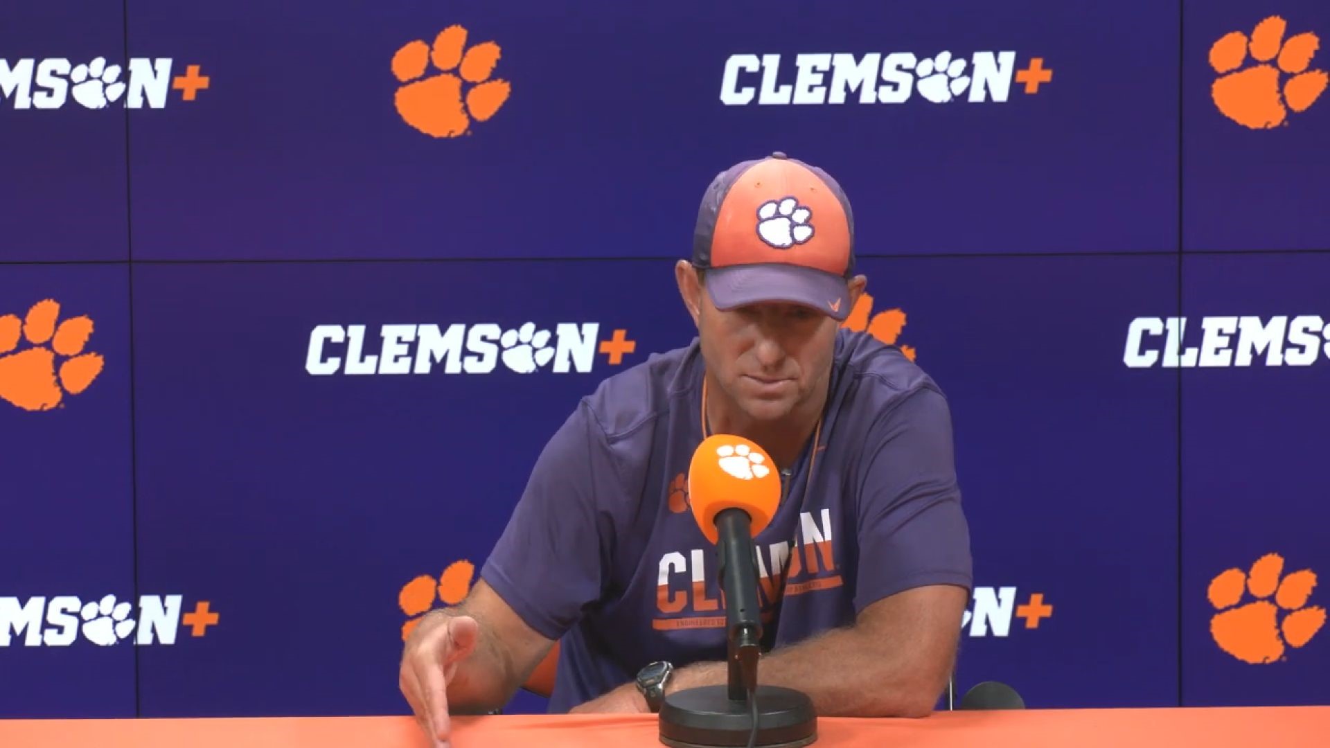 Clemson head football coach Dabo Swinney was asked about critical dropped passes that plagued his team in Durham.