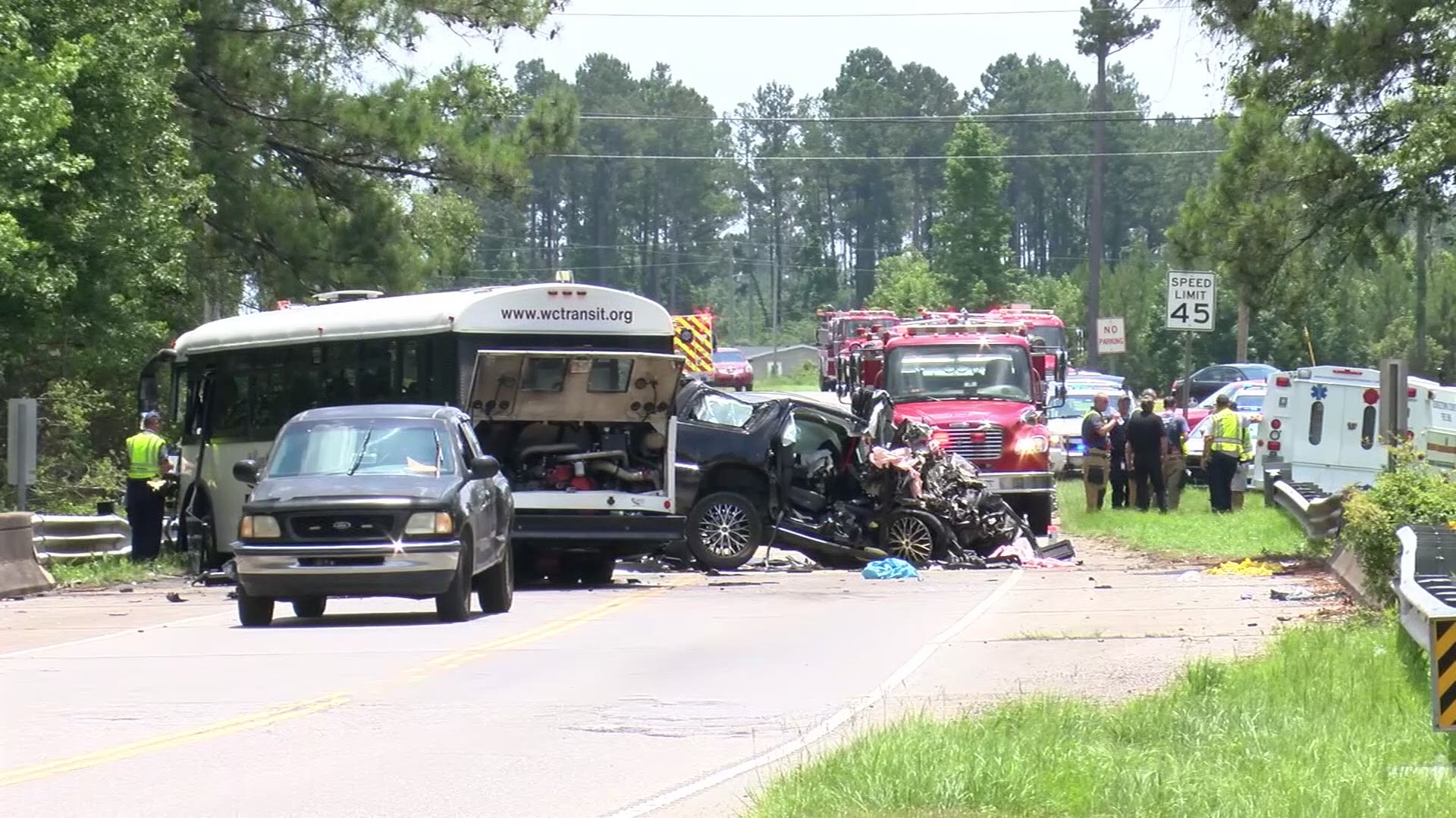 Three people died early Saturday morning when a Williamsburg County Transit bus and an SUV collided early Saturday morning in Georgetown County, South Carolina.