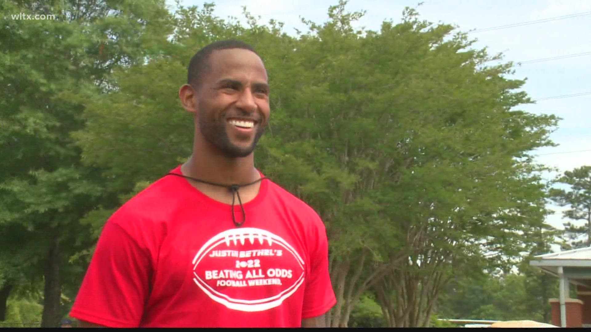 At his 7-on-7 tournament this past Saturday, Blythewood & Presbyterian College alum Justin Bethel talks about what it's like playing for Bill Belichick in Foxboro.