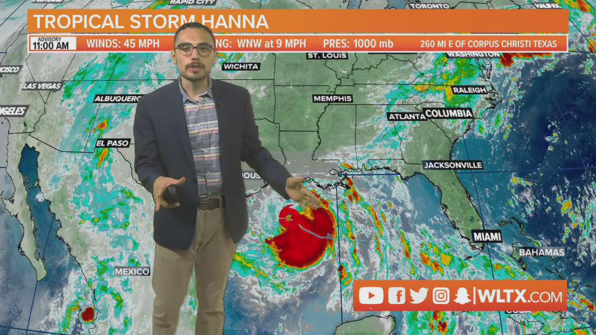 Meteorologist Alex Calamia takes a look at Tropical Storm Hanna, Gonzalo, and a third disturbance that's developing in the tropics.