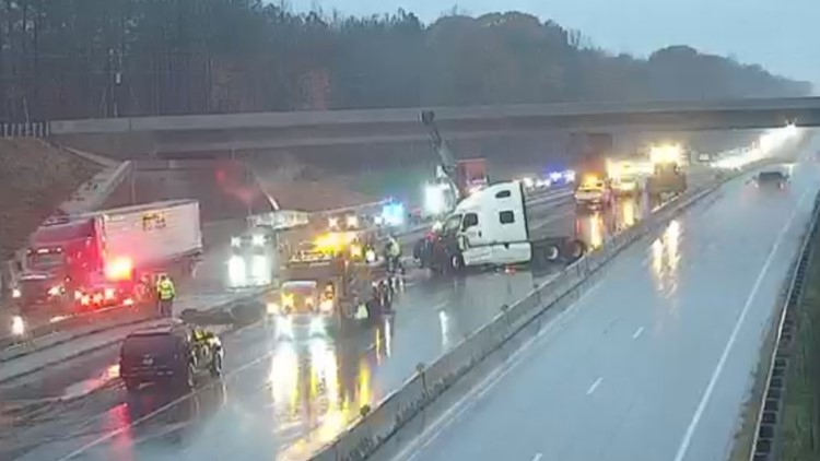 Accident involving tractor trailer has traffic backed up on I-26 eastbound near Chapin