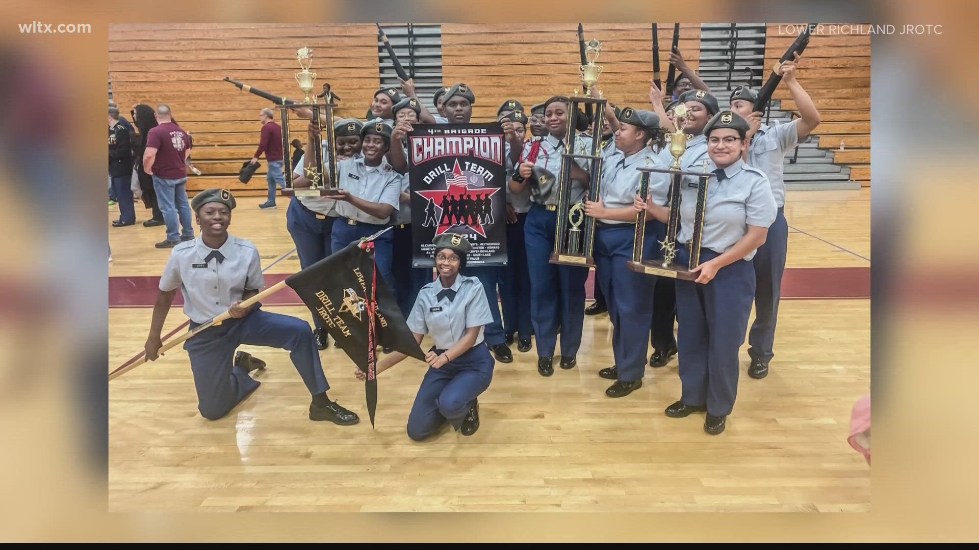 The Lower Richland High School team won first place at the regional armed drill competition.