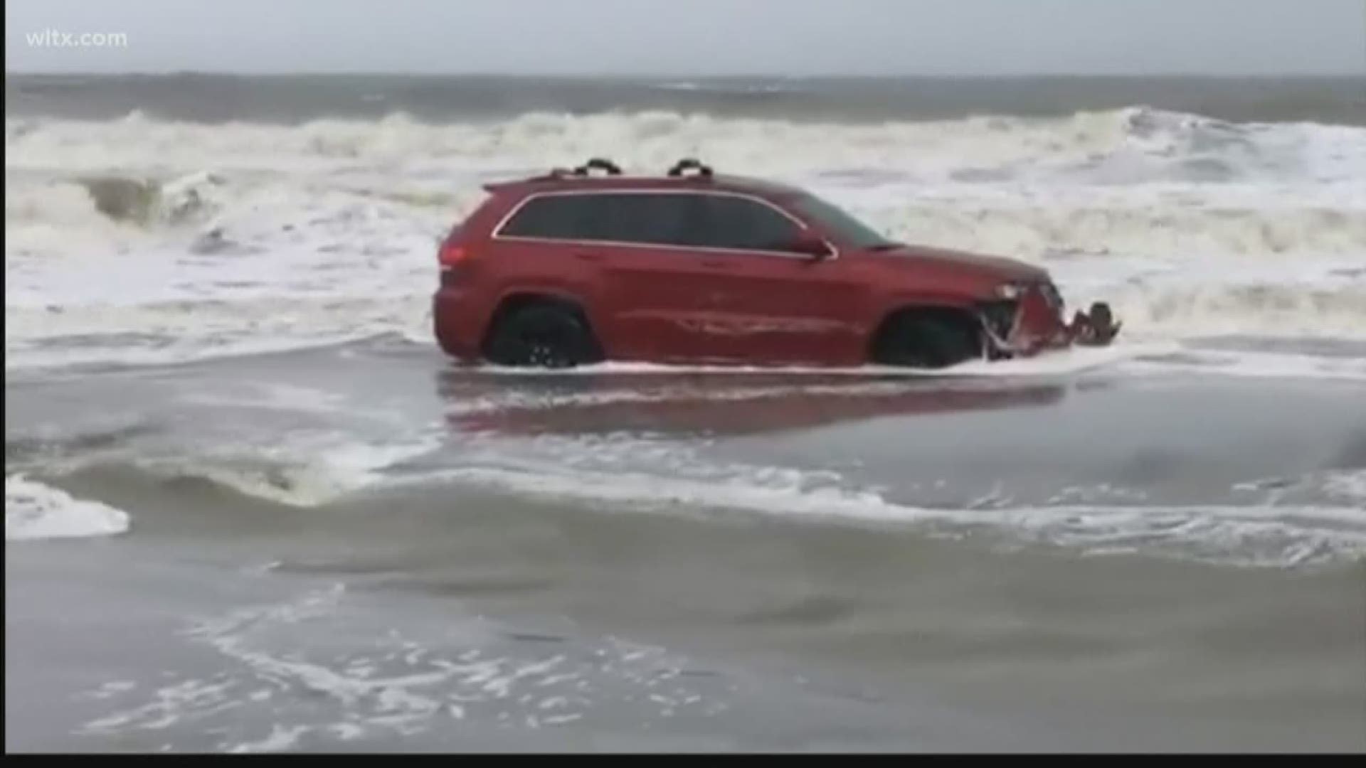 According to reports a 19-year-old drove onto the beach Wednesday night and it became stuck.