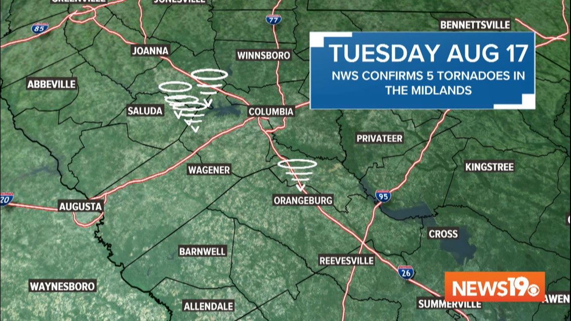 South Carolina, Columbia area weather Confirmed tornadoes