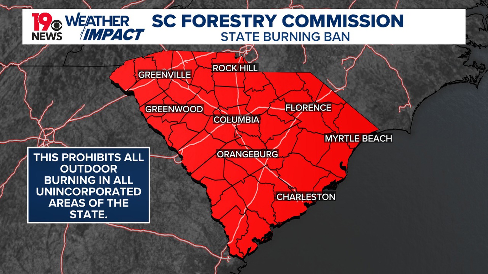 Sunny, very dry with an increased fire threat across South Carolina ...
