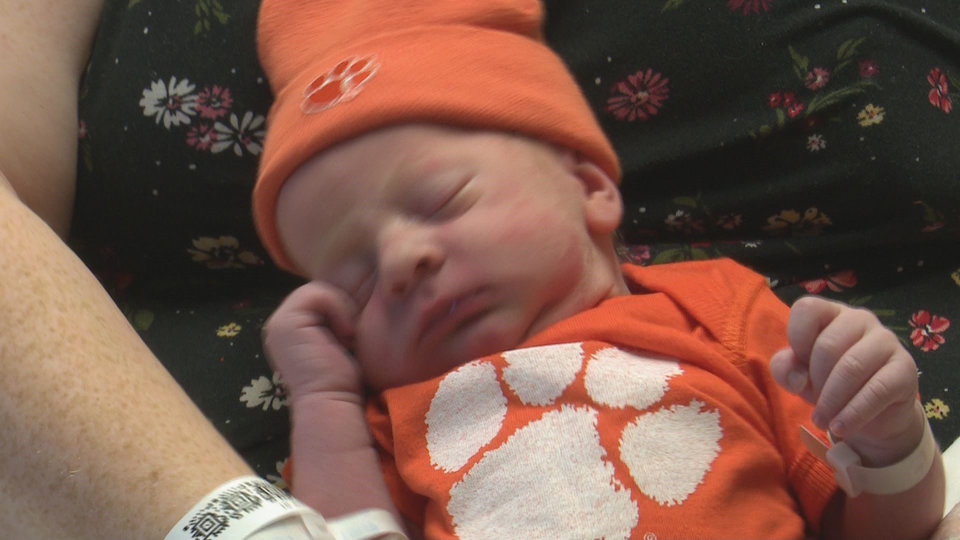 Clemson fans Carl Moore and Brittany Tomberlin welcomed their son Marshal into the world the same day Clemson defeated Ohio State in the Fiesta Bowl.