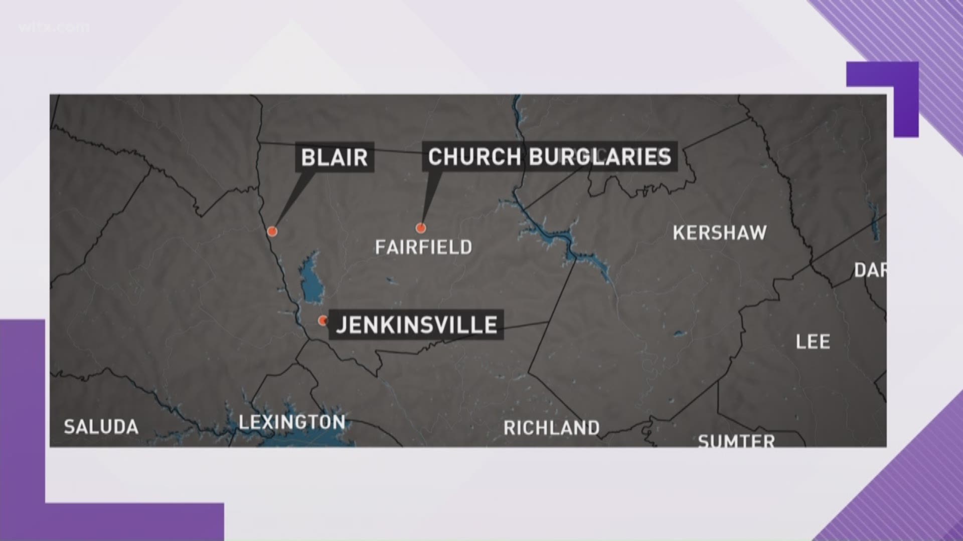 Several items were reportedly stolen from five churches in Fairfield County.