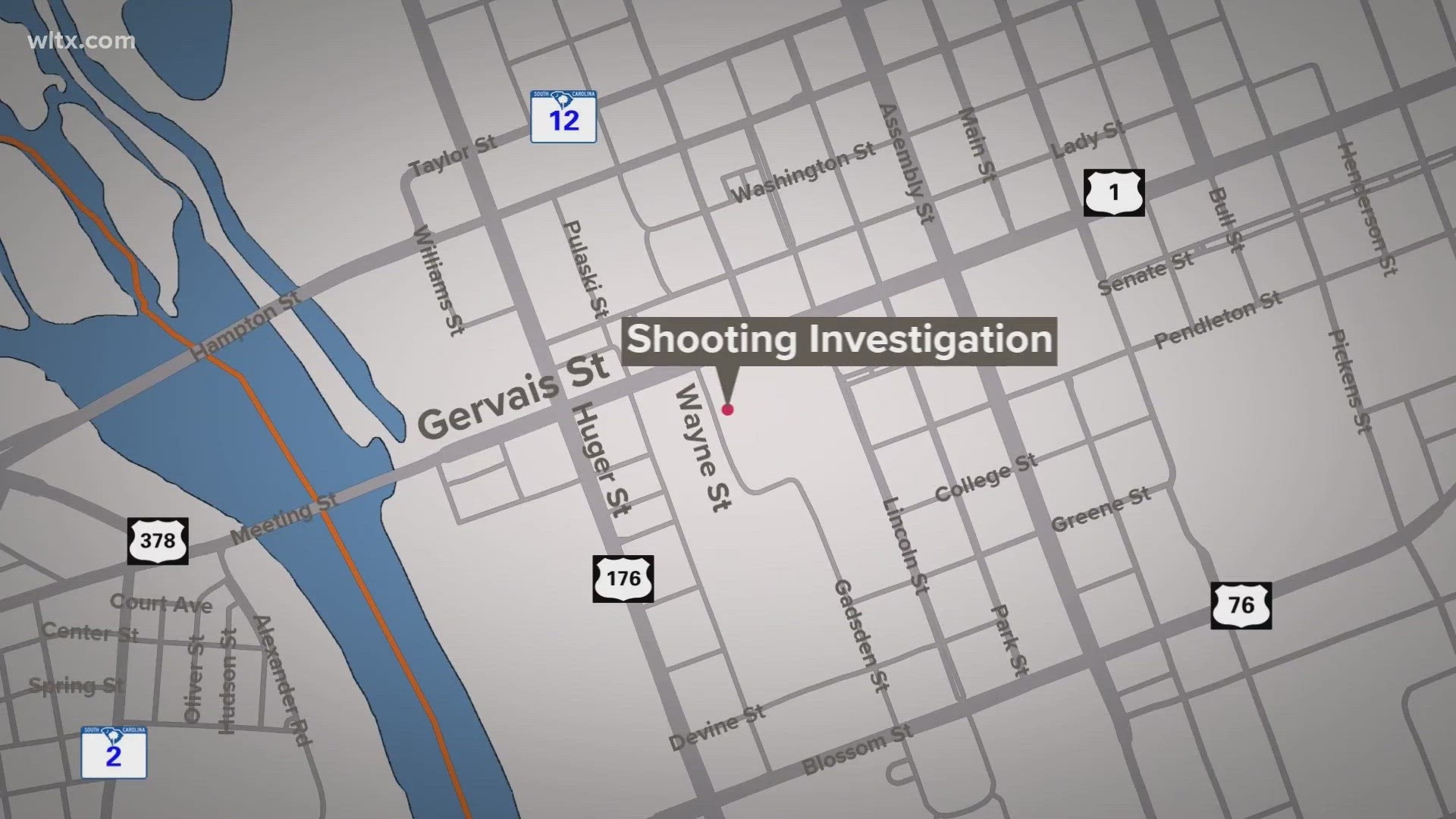 The initial call of shots fired in the 900 block of Gervais Street was followed by a report of a gunshot victim arriving at an area hospital.