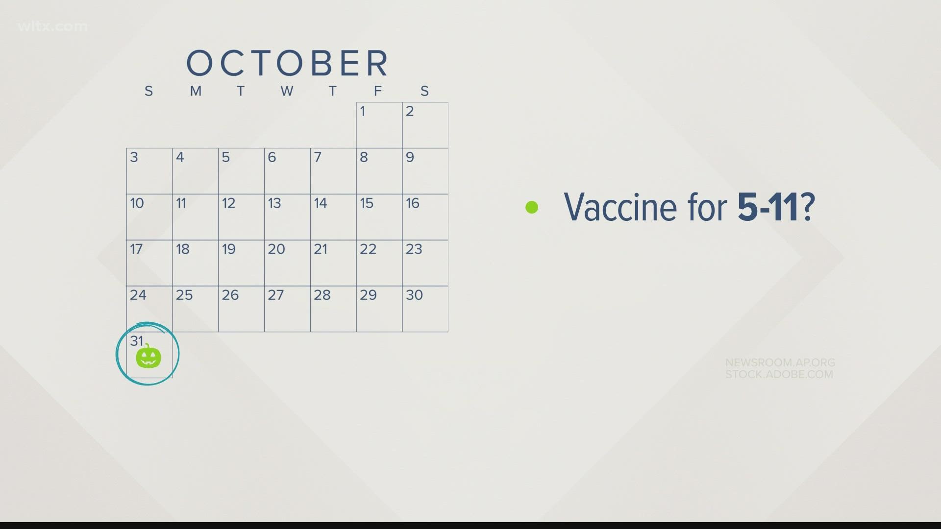 The U.S. could authorize Pfizer's COVID-19 vaccine for children ages 5-11 years old by the end of October.