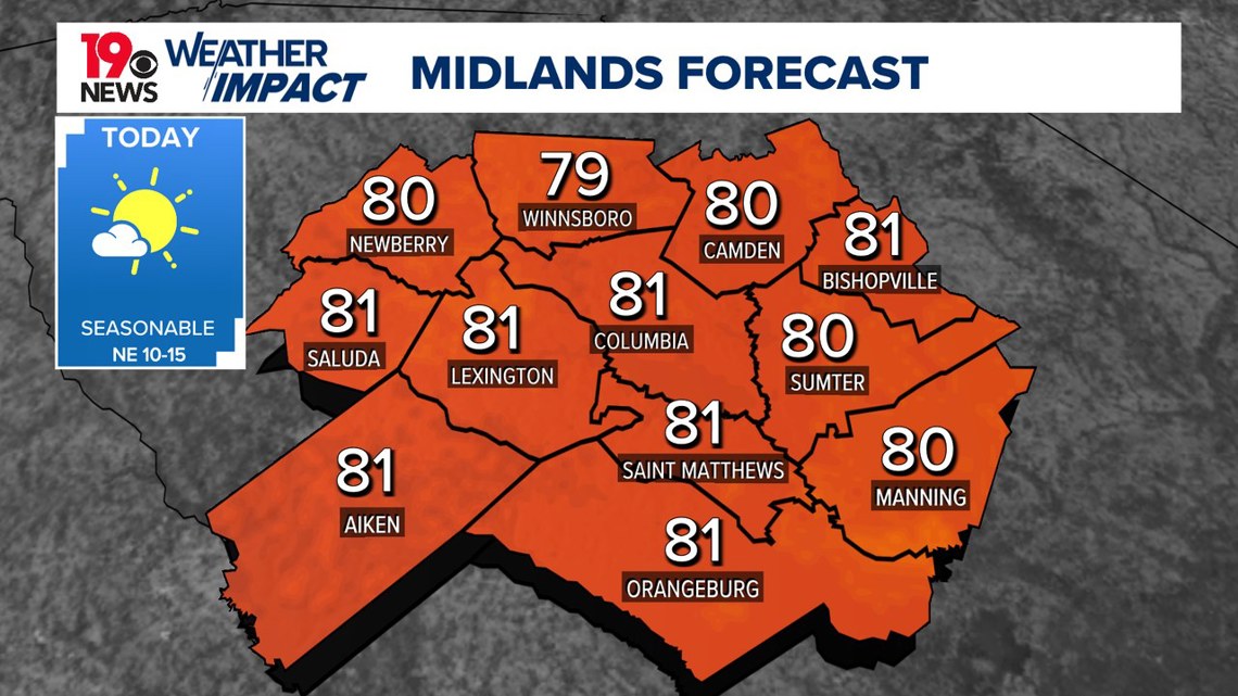 Mainly sunny, seasonable Wednesday South Carolina weather