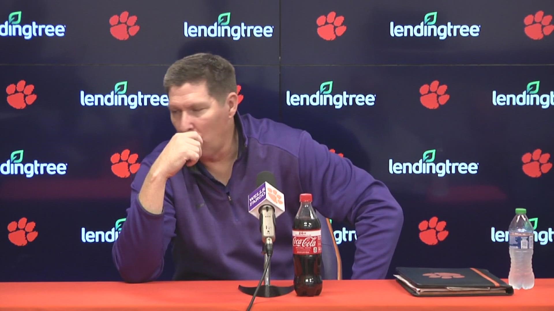 Clemson head basketball coach Brad Brownell talks about the 80-75 win over Towson which featured a 9:00 pm tipoff at Littlejohn Coliseum.