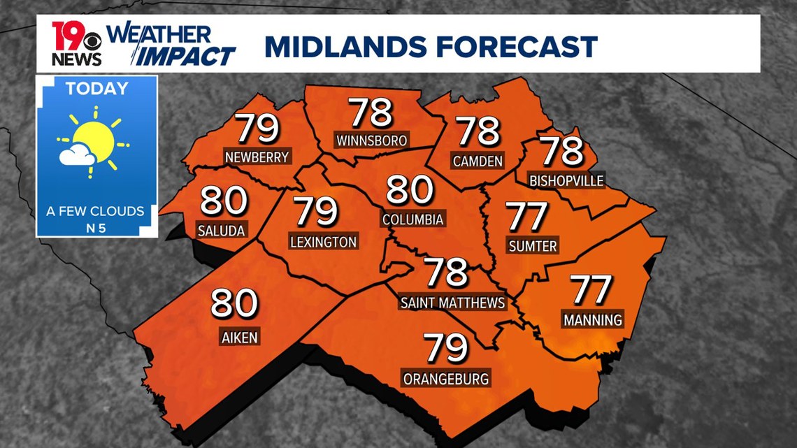 Sunny South Carolina midweek offers warm days and cooler nights
