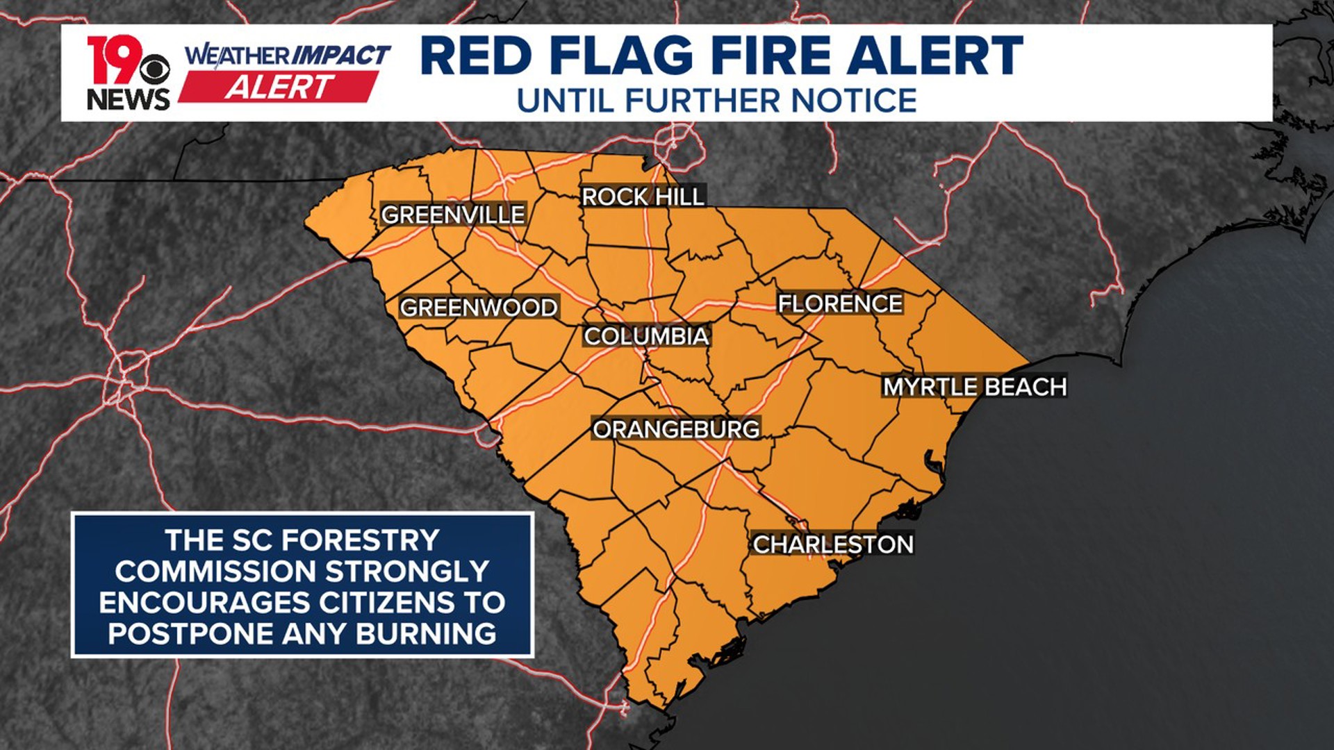 Red flag fire alert in effect for South Carolina until further notice ...
