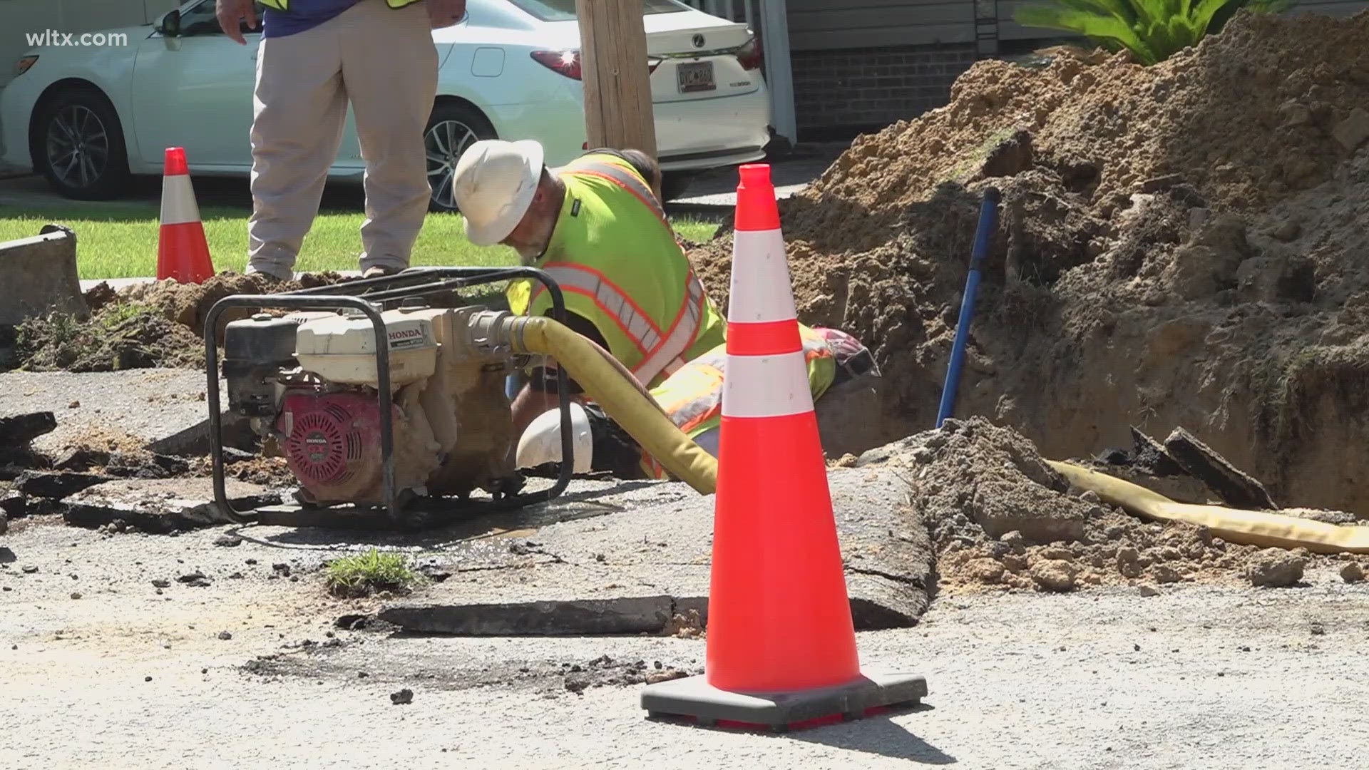 Blue Granite Water company had crews in the Sweet Springs and Mineral Springs area of Lexington County repairing water main break Thursday, July 3, 2025.