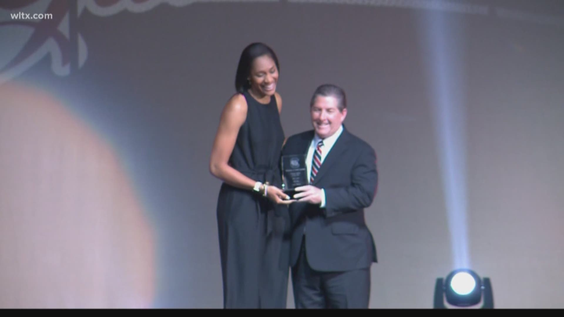 The first draft pick in the history of the Las Vegas Aces franchise was honored Monday night at the Gamecock Gala. A'ja Wilson was named team MVP, Female Athlete of the Year and the winner of the President's Award.