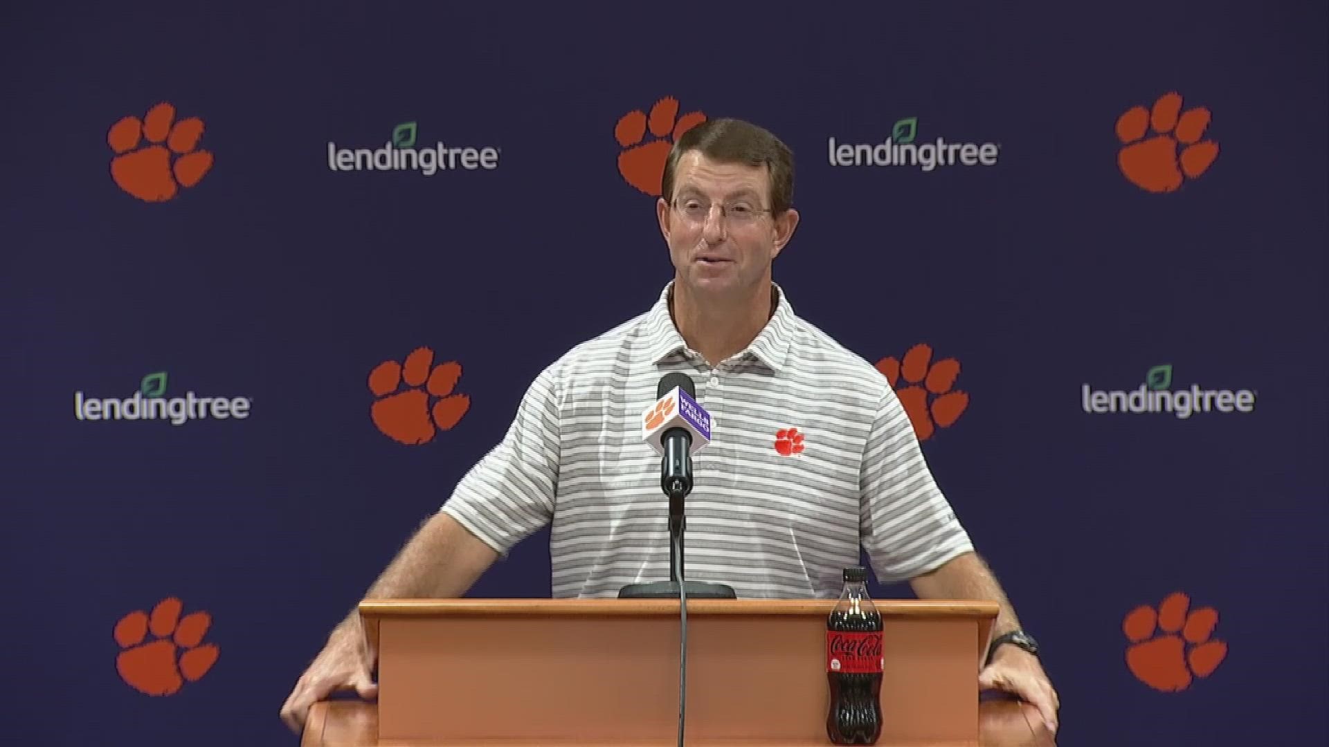 Clemson head football coach Dabo Swinney spoke at length about the issues that have caused his team to struggle, especially offensively.
