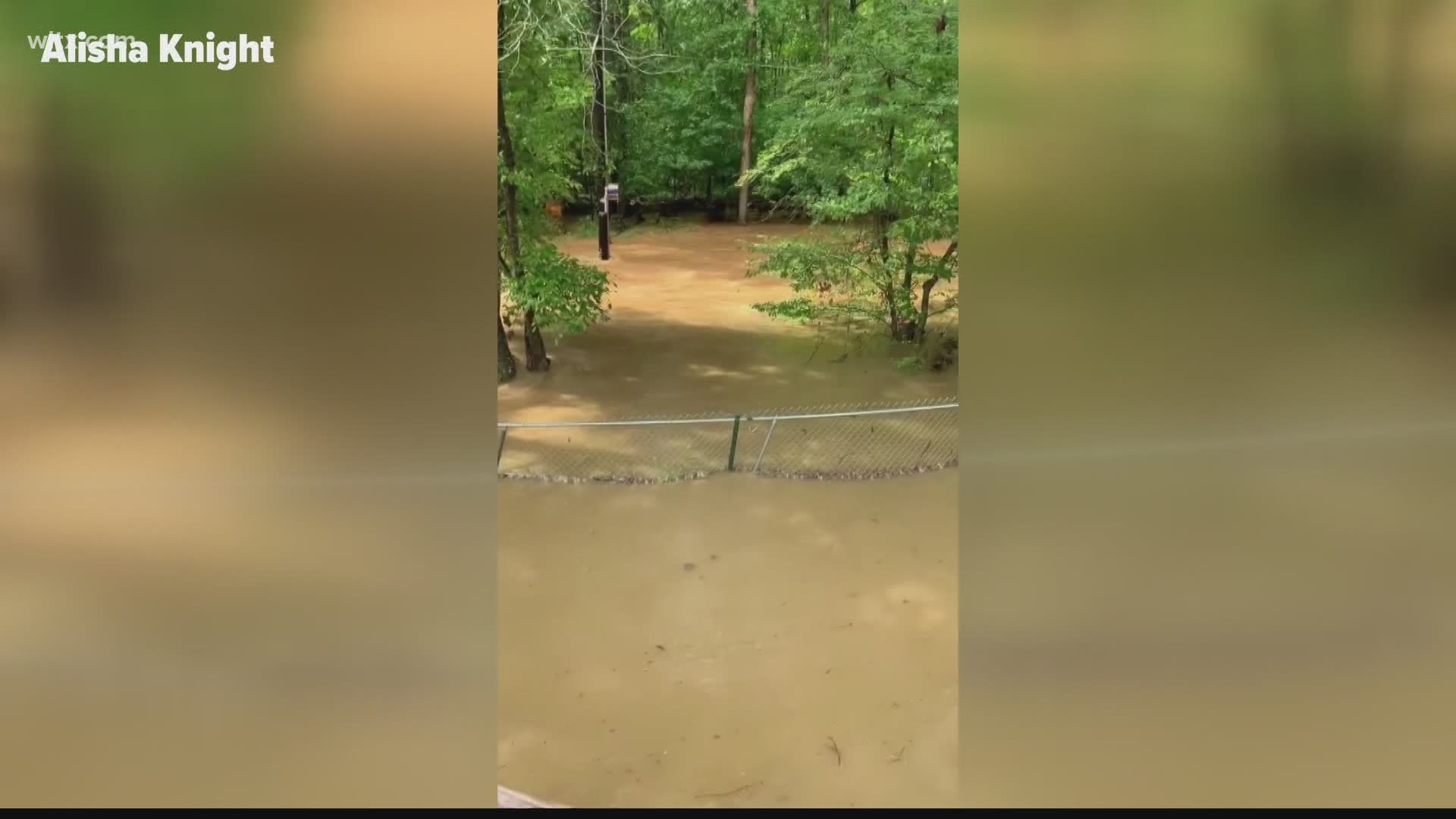 Some creeks are overflowing their banks in the Irmo area after rain from Sally