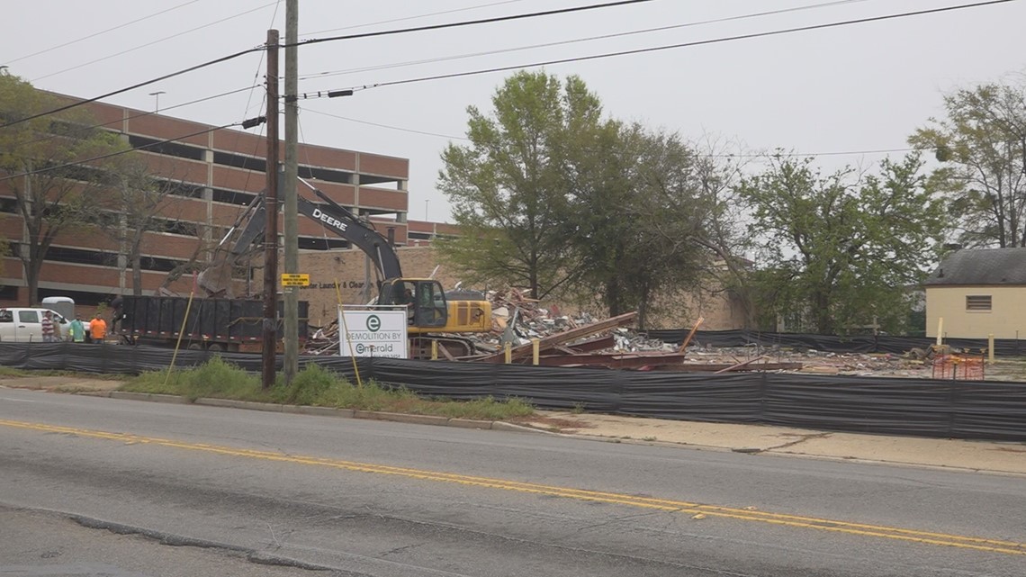Gas station in downtown Sumter, SC, demolished