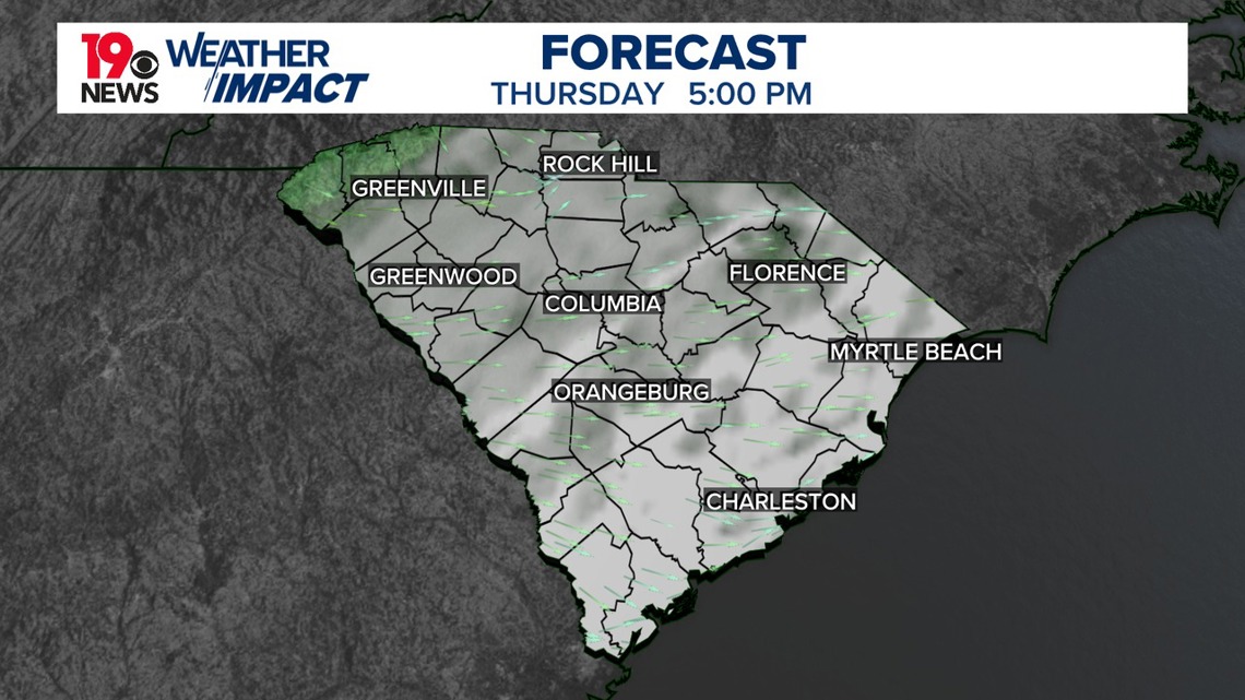 Warmer South Carolina temperatures, but the clouds hang around this ...