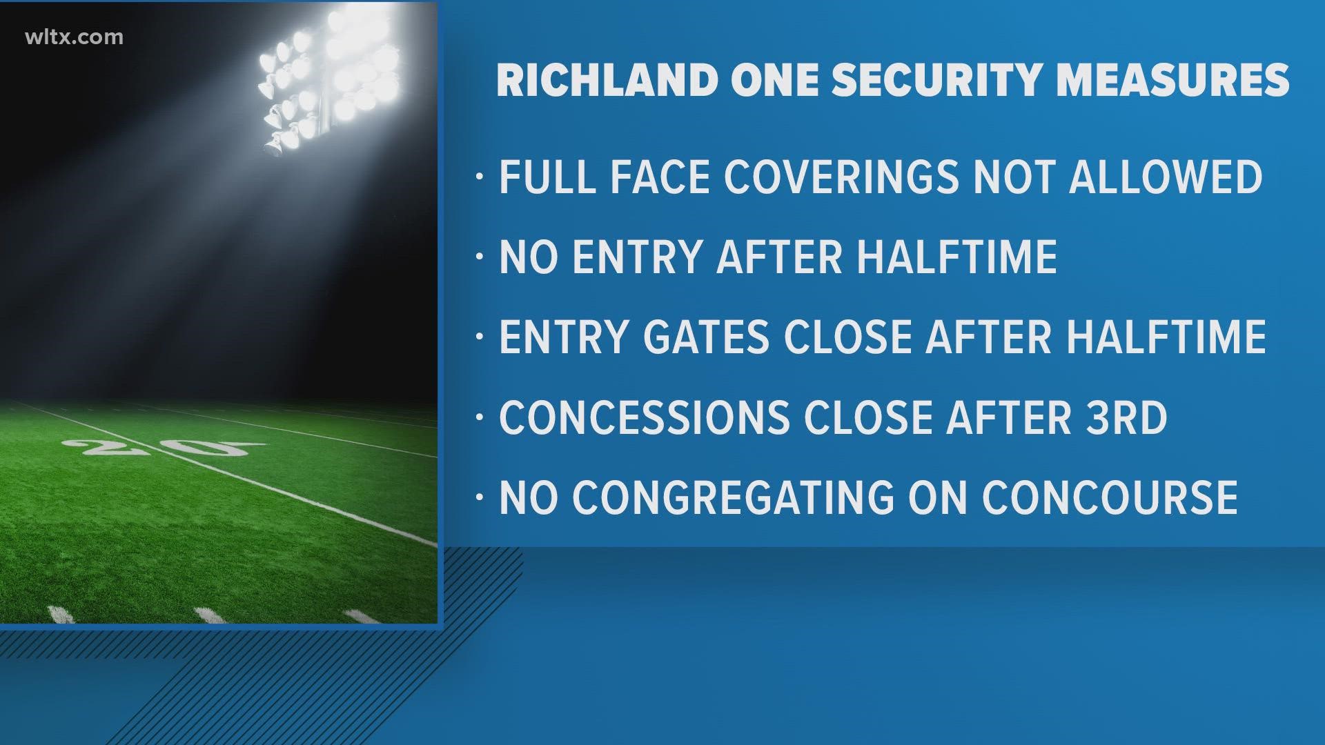 Richland School District One is making security changes for football games starting this coming Friday.