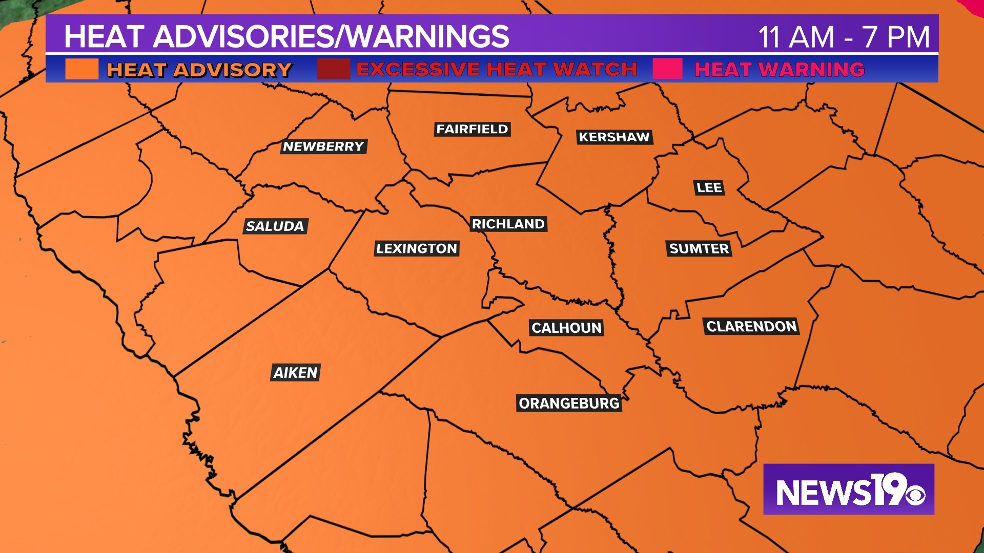Heat Advisory in effect for portions of SC