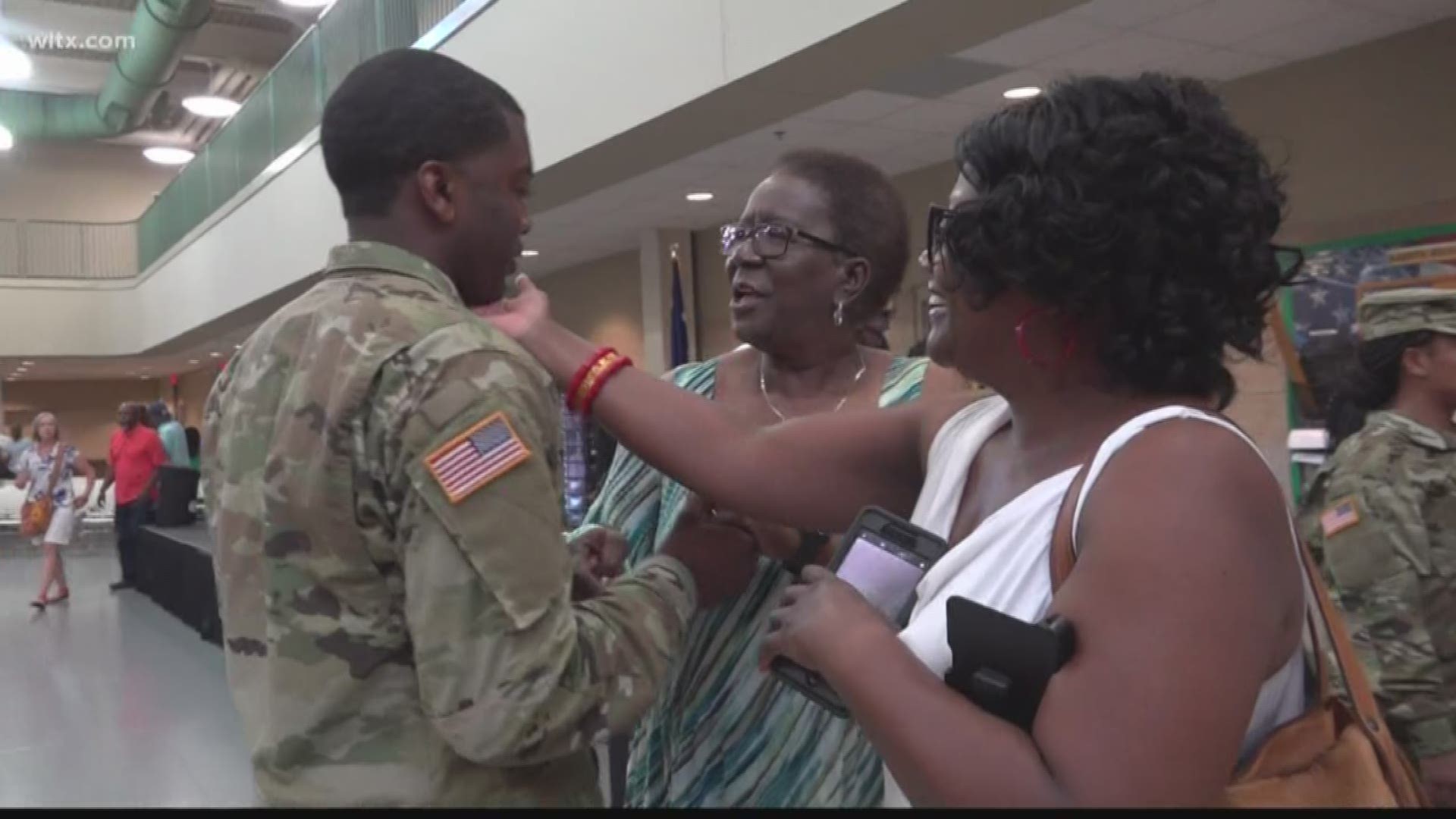 Soldiers with the South Carolina Army National Guard said goodbye to their families on Saturday before being deployed overseas. They're members of the 751st Combat Sustainment Support Battalion.