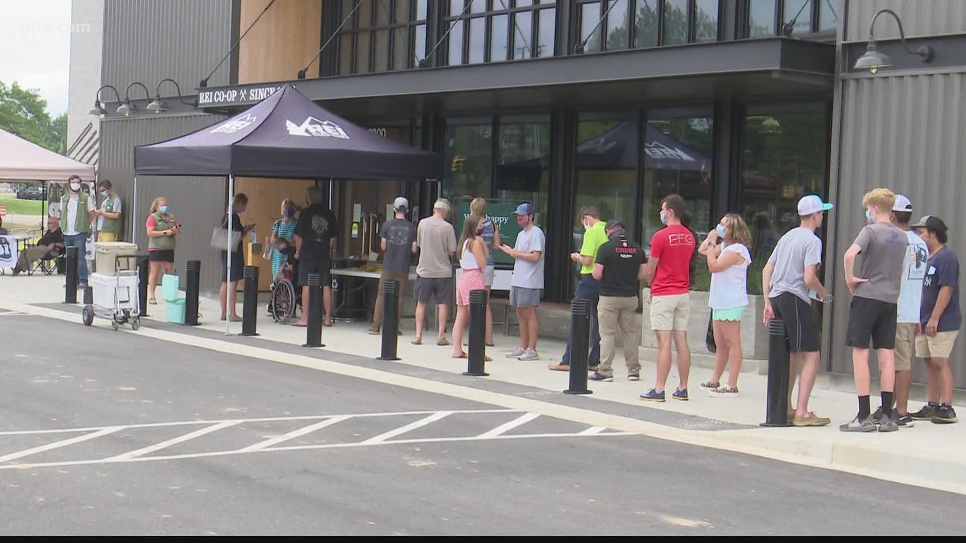 REI an outdoor store has opened and a Starbucks is expected to open at the first of the year.