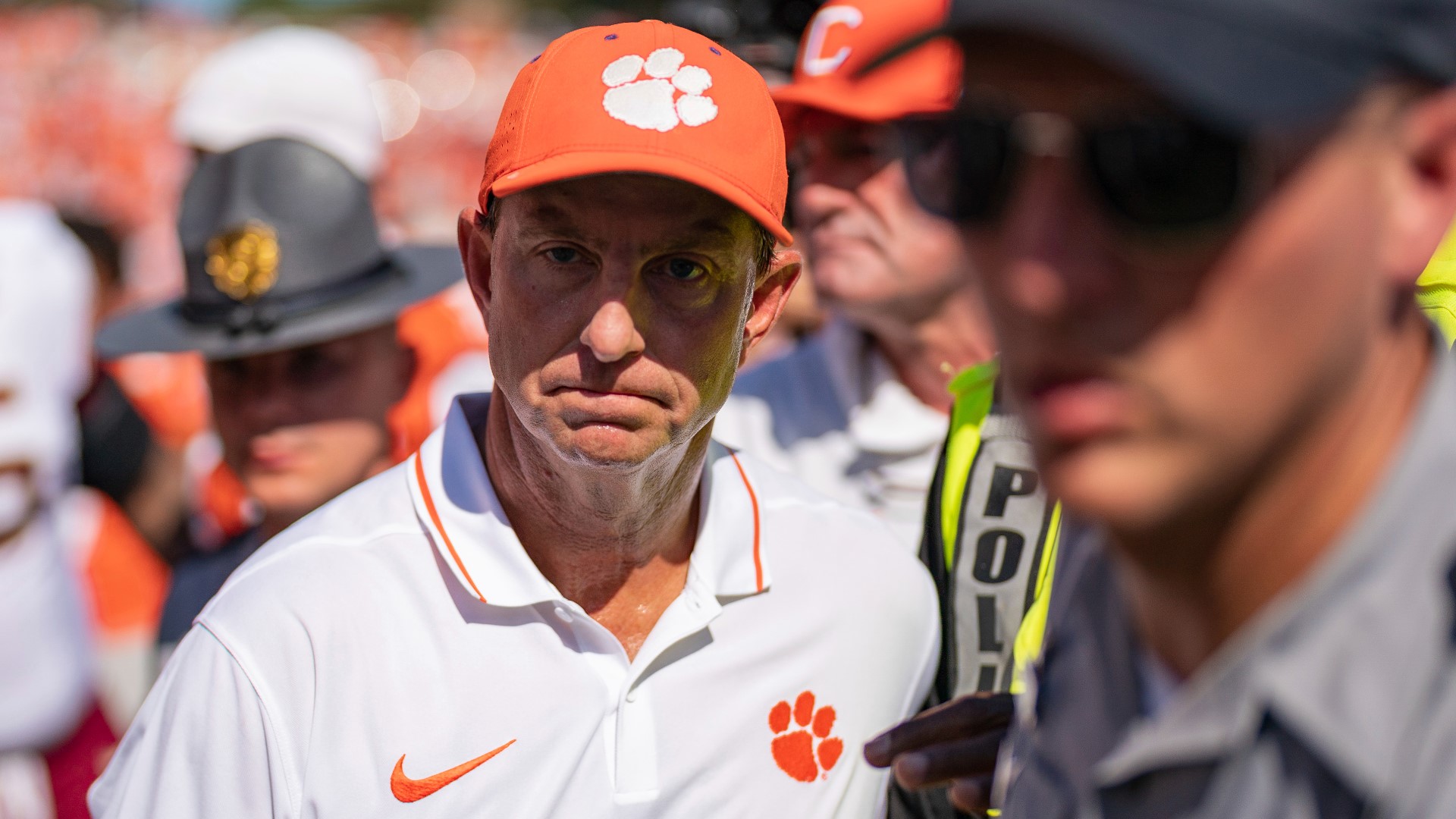 Clemson head football coach Dabo Swinney talks about how his team will have to adjust its goals after two tough losses in the first four games of 2023.