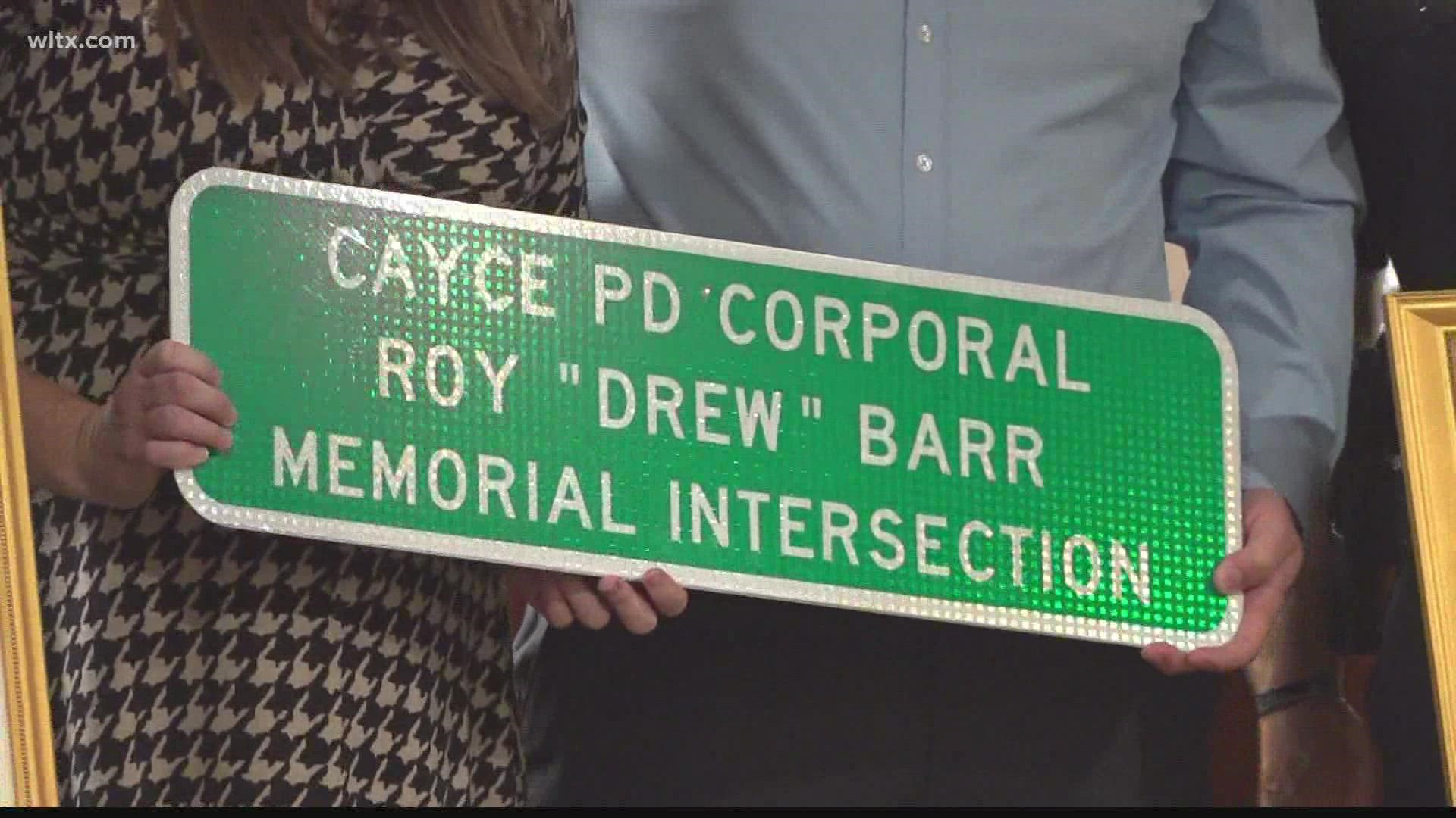 The change comes after the South Carolina Department of Transportation's approval to name an intersection after the fallen officer.