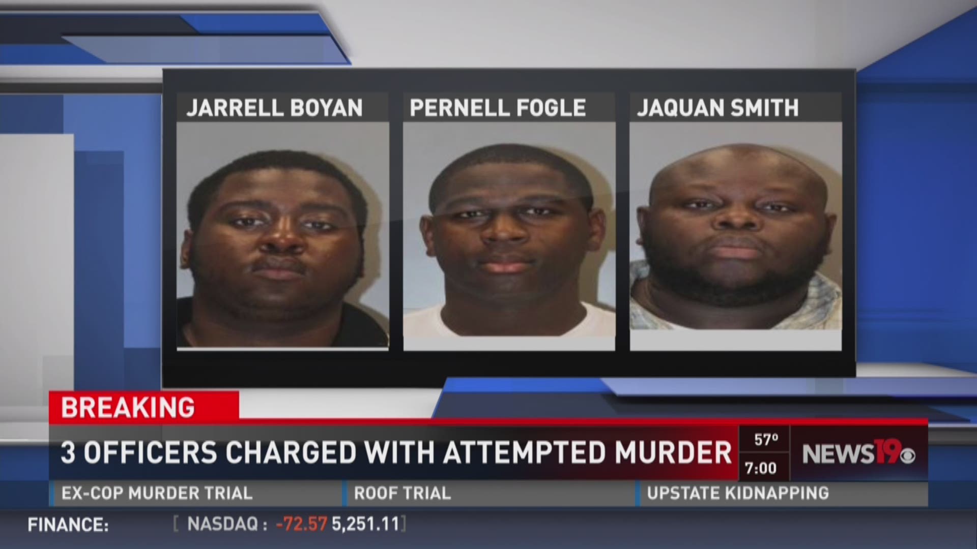 The three are accused of stabbing a handcuffed inmate four times.