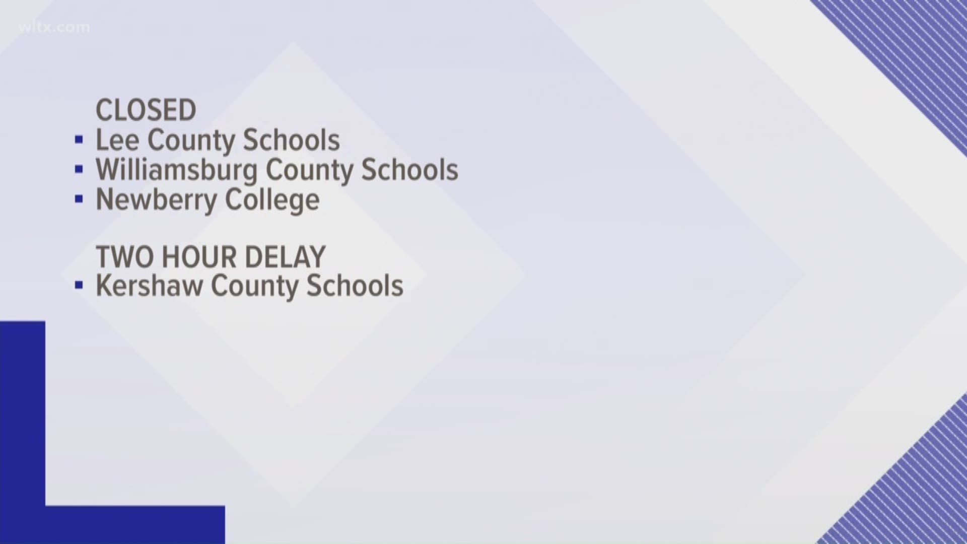 Most Midlands schools will resume regular schedules Monday.