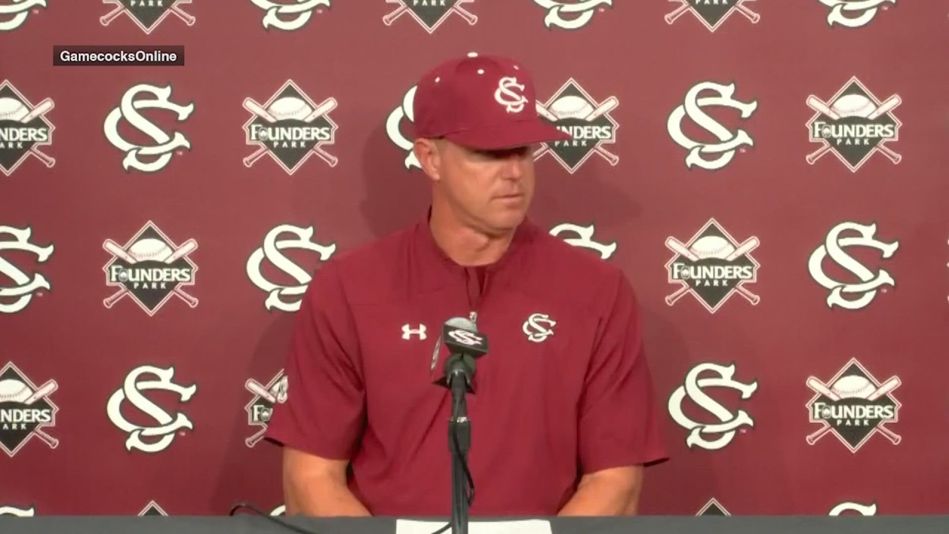 South Carolina head baseball coach Mark Kingston reacts to the 5-0 loss to Tennessee in game one of the series.