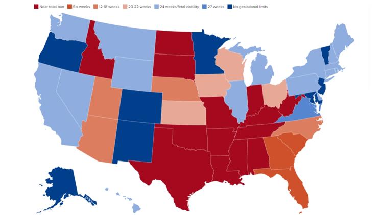 Map shows state abortion restrictions 2 years after Roe reversed | wltx.com