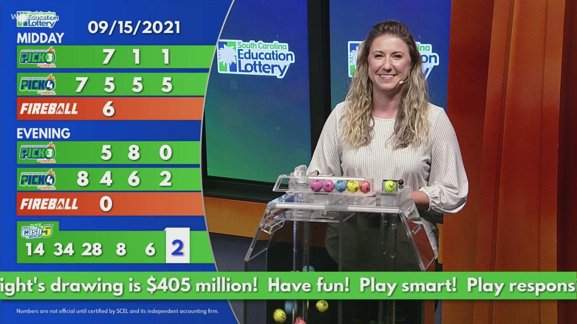 Here are the wining lottery numbers for September 15, 2021.