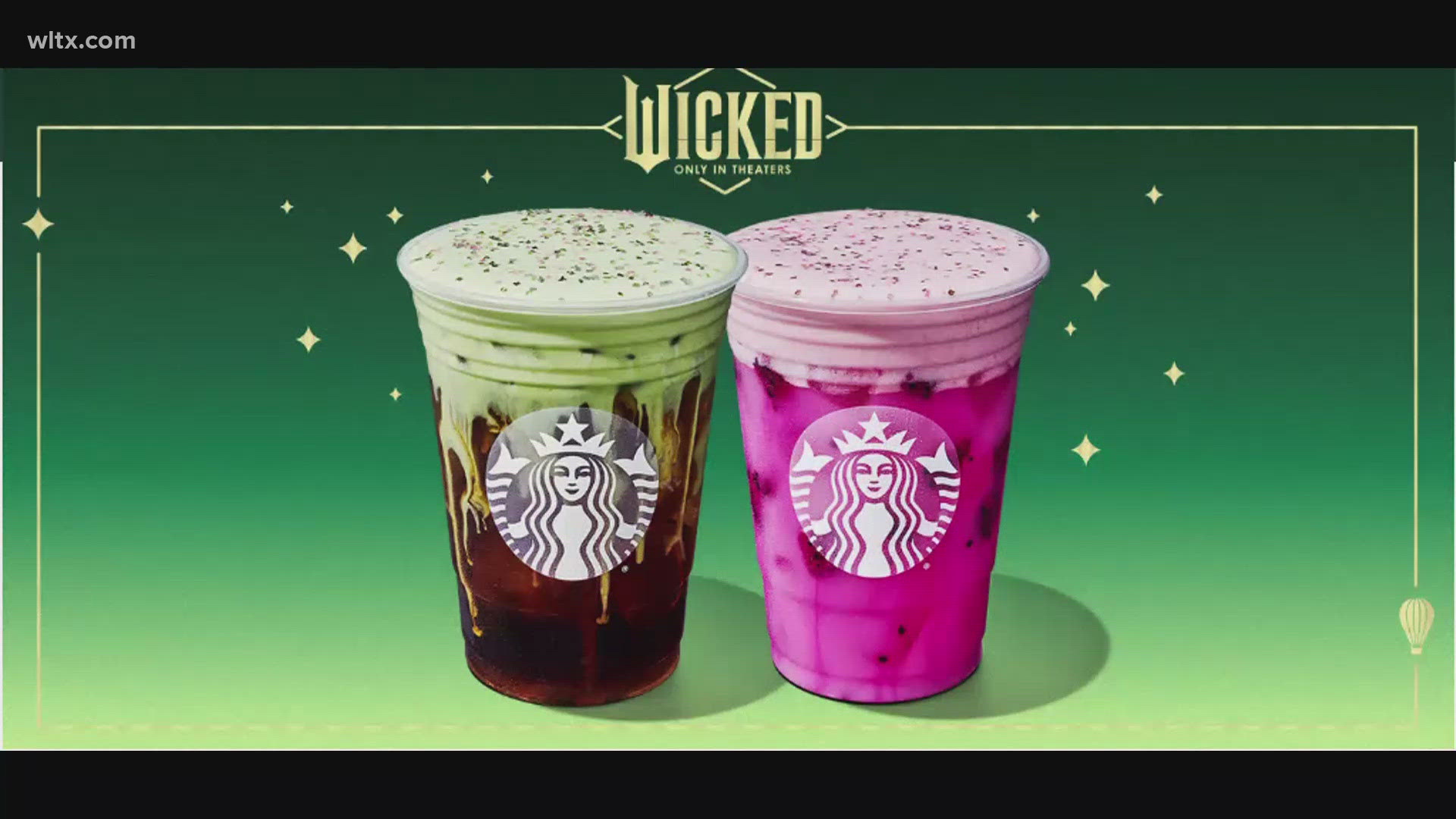 New 'Wicked' drinks at Starbucks.  The movie is released on November 22.