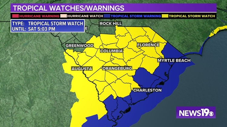 Tropical storm watch issued for the Midlands in advance of Ian's arrival