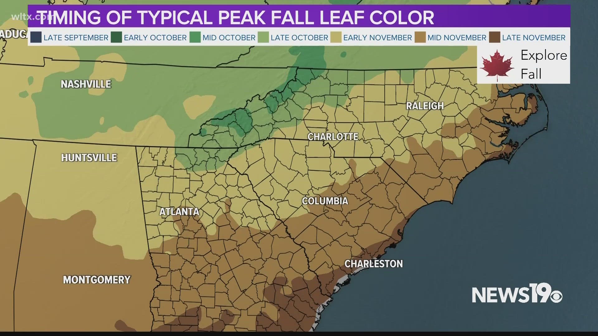 Mid to late October and in November the Midlands leaves begin to change.