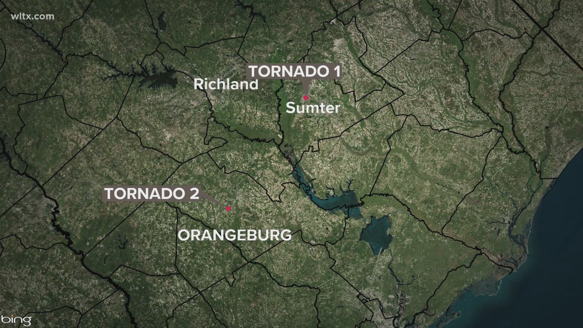 The National Weather Service in Columbia confirms tornadoes touched down in Orangeburg and Sumter Counties