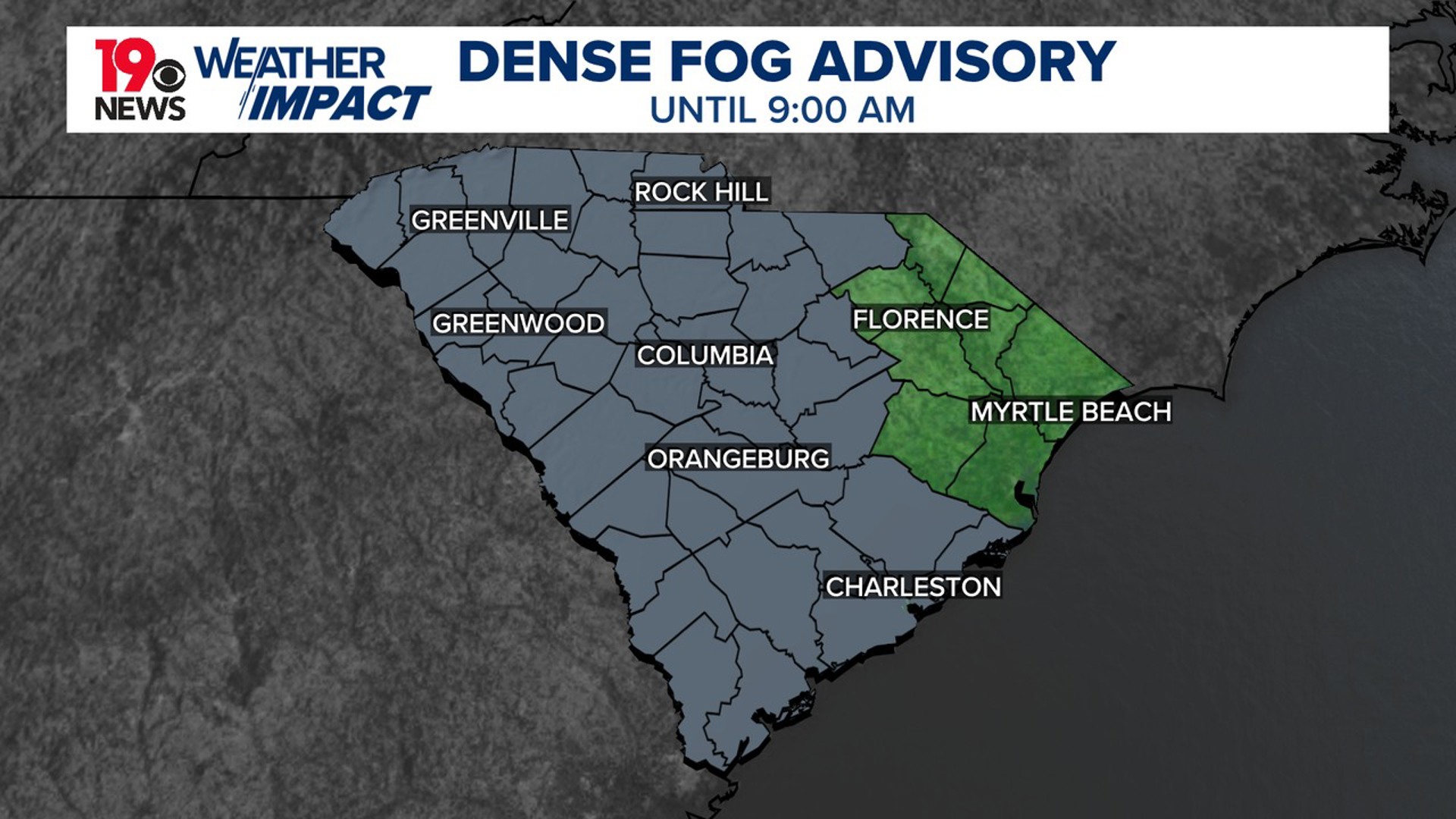 The advisory remains in effect until 9 a.m. The fog will dissipate during the midmorning hours.