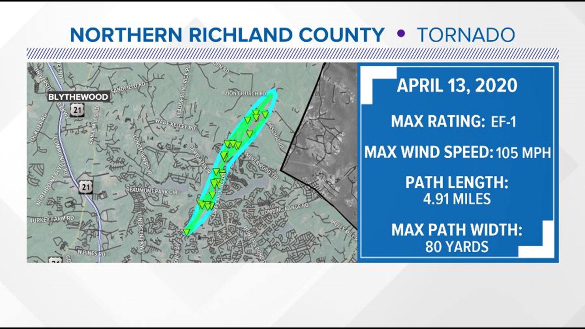 Over 20 tornadoes observed in South Carolina from April 13th outbreak
