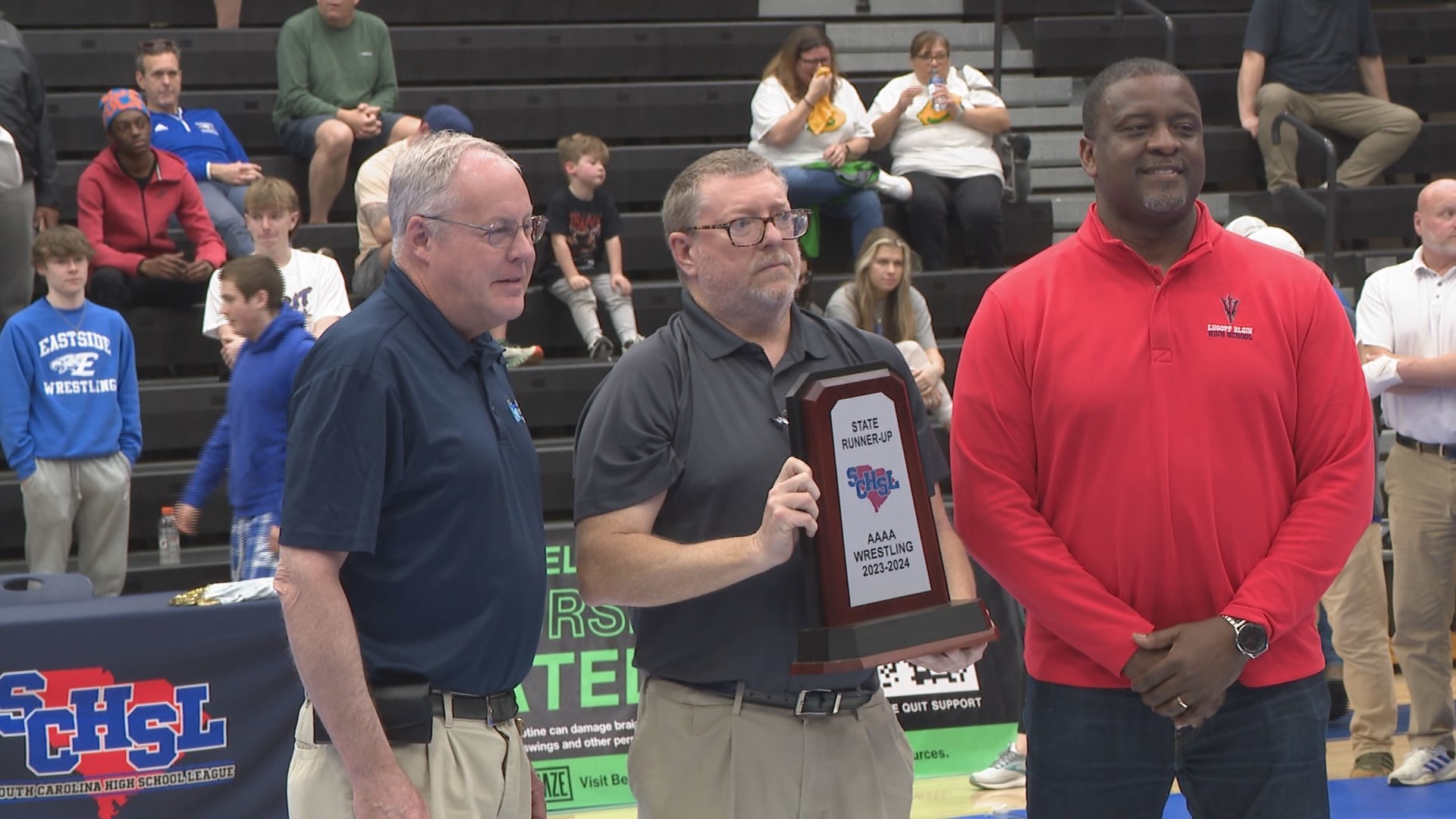 Highlights and reaction after the 4A state wrestling championship as Eastside cruised to a 62-12 win over Lugoff-Elgin