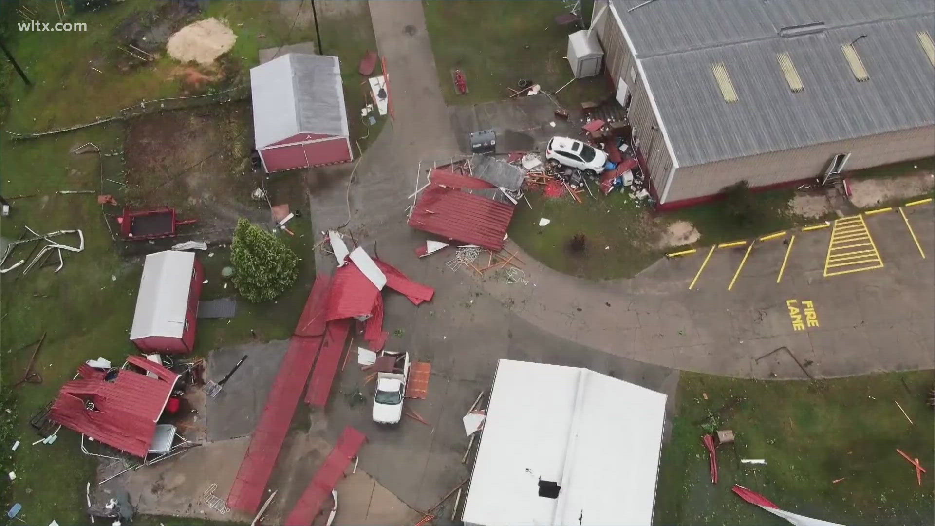 The storm hit around 3:30am damaging buildings, including the Langley Fire Department on August road. 