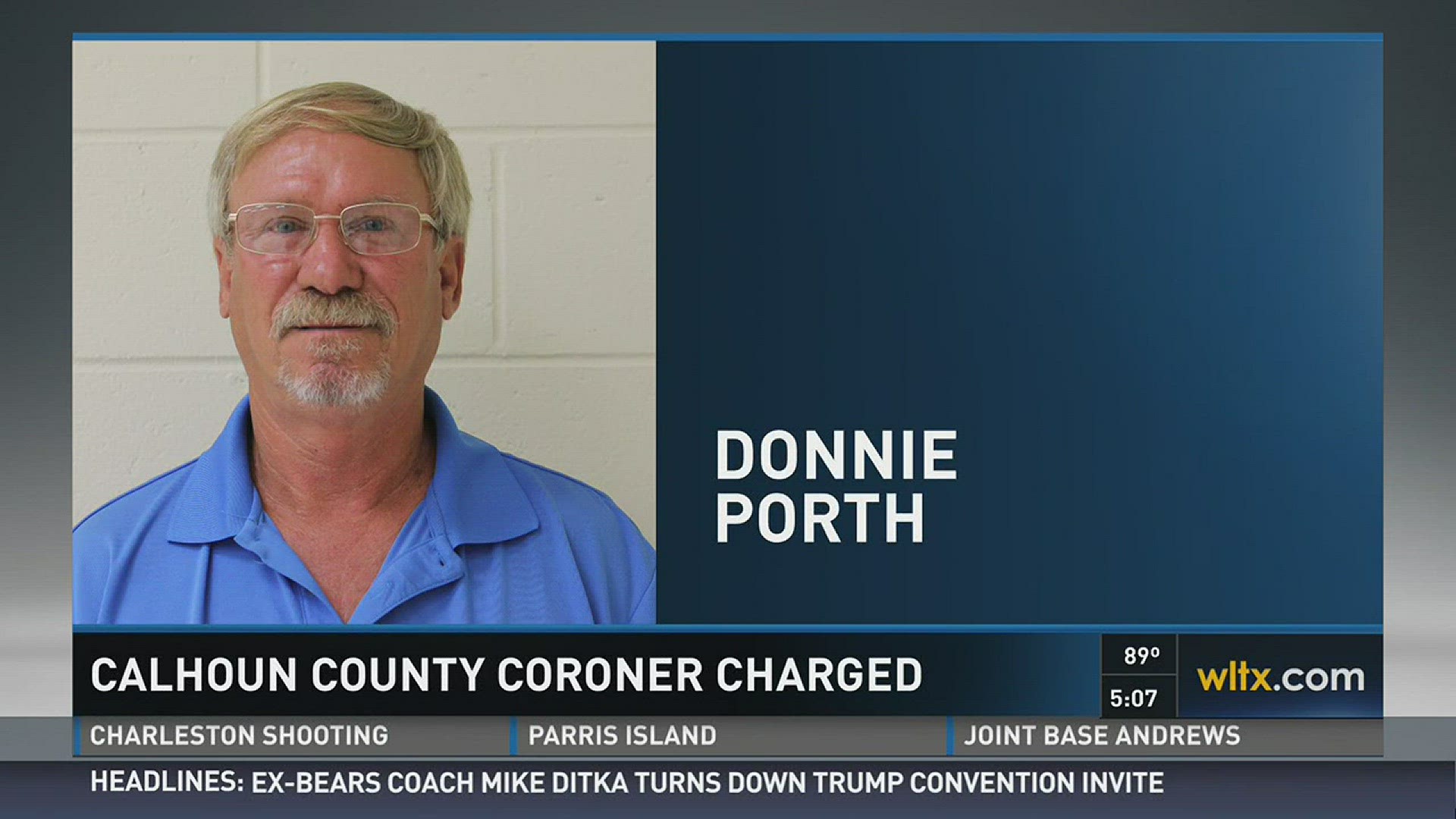 Calhoun County coroner Donnie Porth  charged with presenting firearm.