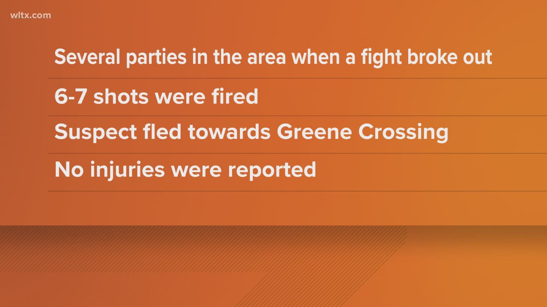 A campus alert shared through the University of South Carolina's warning system suggested a fight spilled in the roadway and gunfire followed.