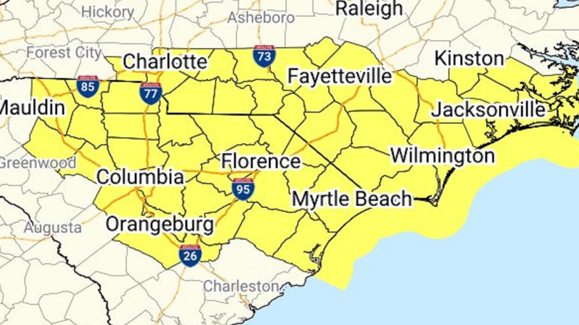 Severe weather forecast for South Carolina today