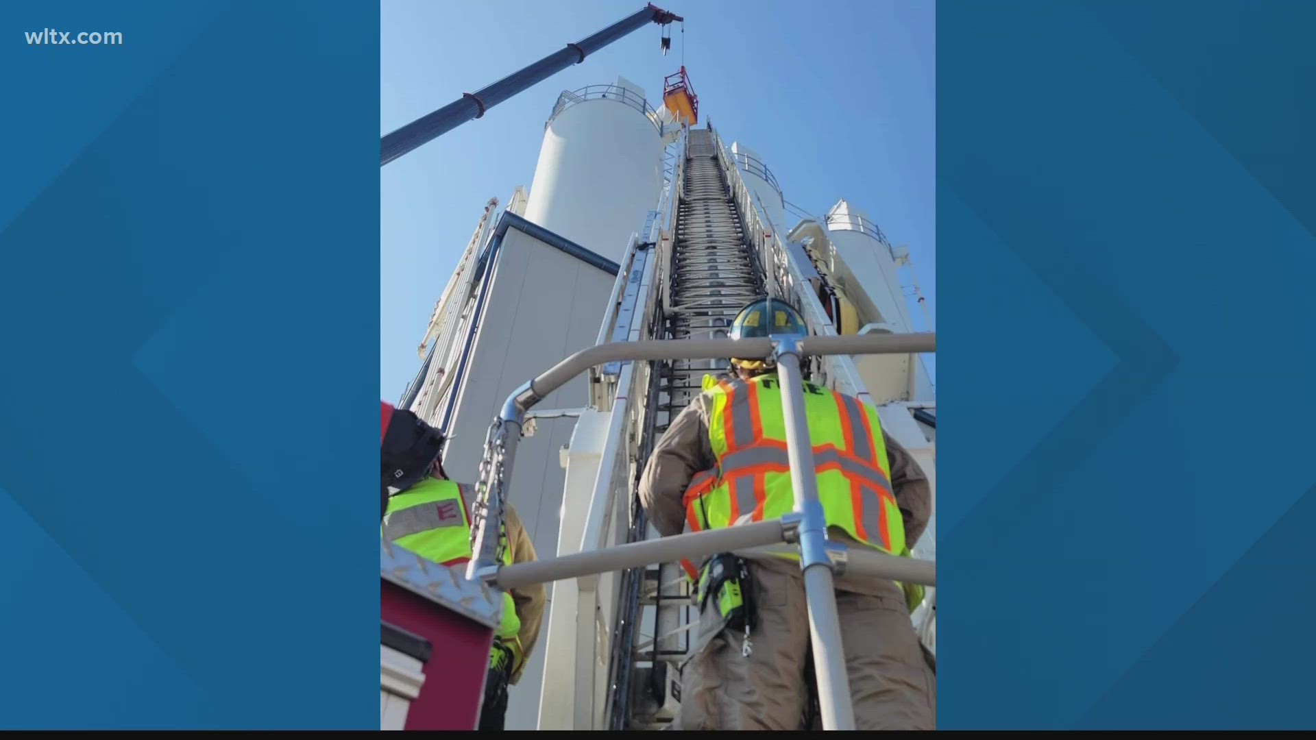 Crews from Columbia-Richland Fire Department were called to an industrial facility Friday morning to rescue a worker who was stranded after a crane lost power.