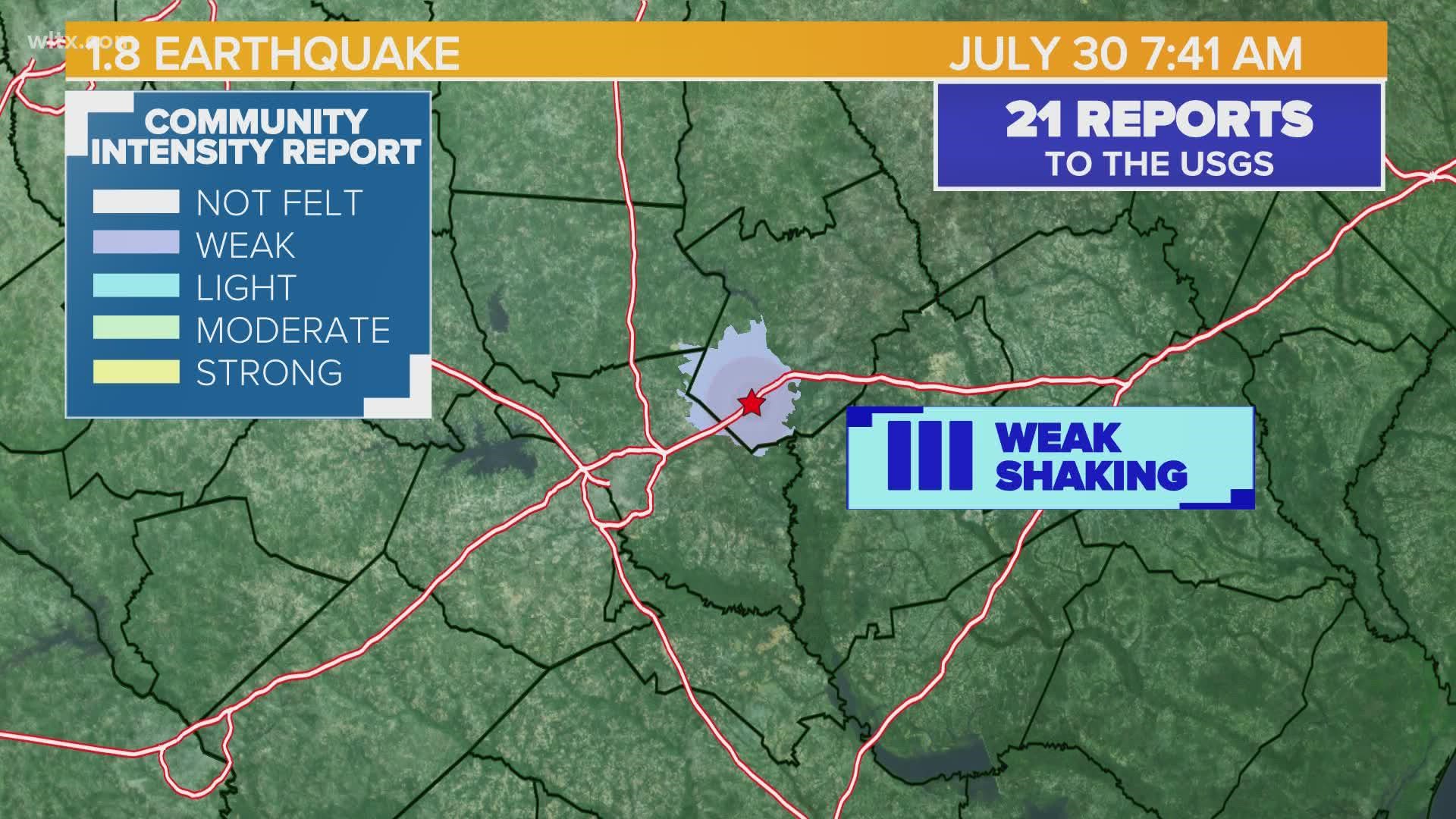 A small rumble on Saturday morning now brings the earthquake count to 71 for the Lugoff and Elgin regions of Kershaw County - a count that began 215 days earlier.