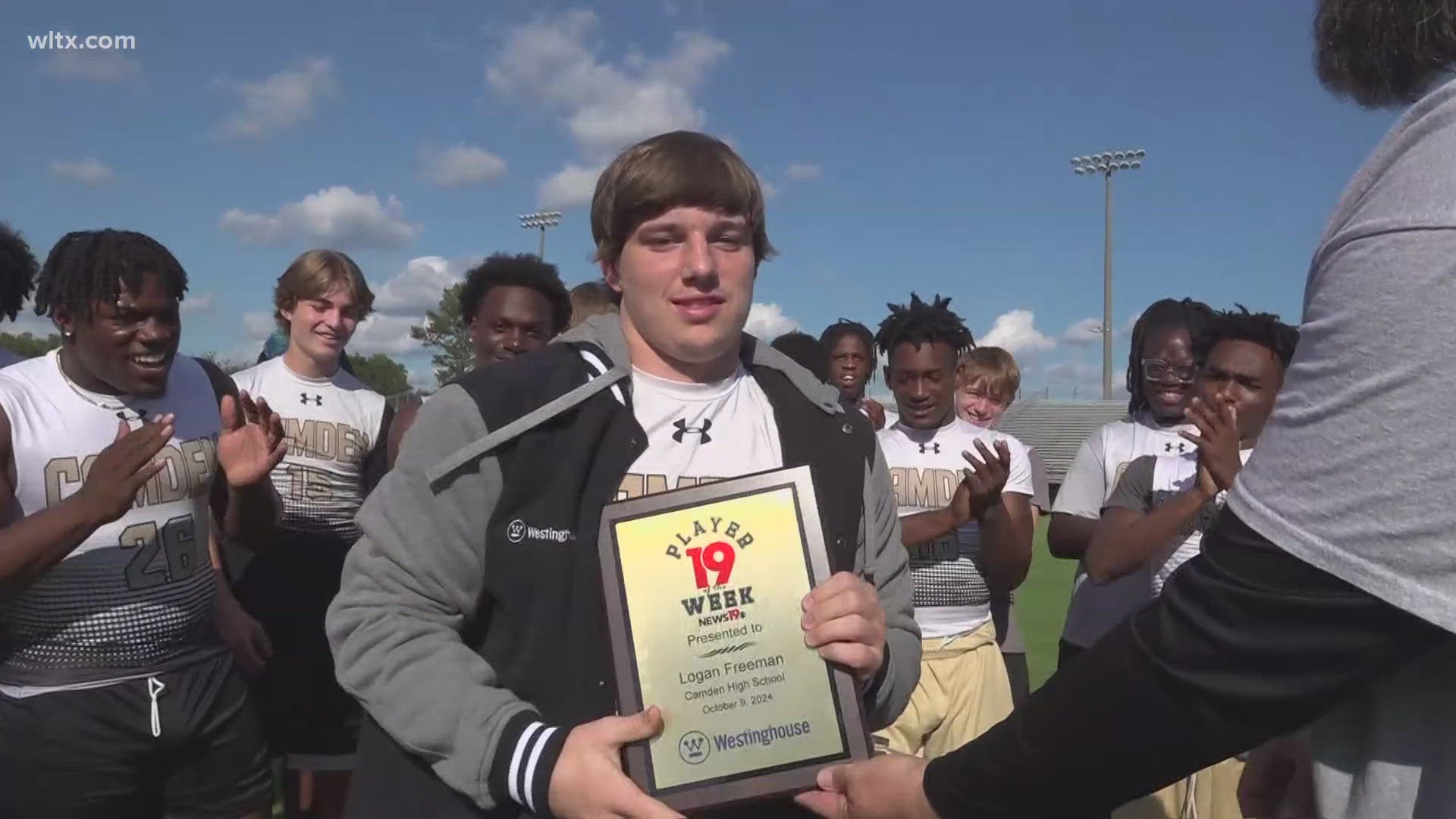 Camden high school is home to the WLTX player of the week, Logan Freeman who plays football.