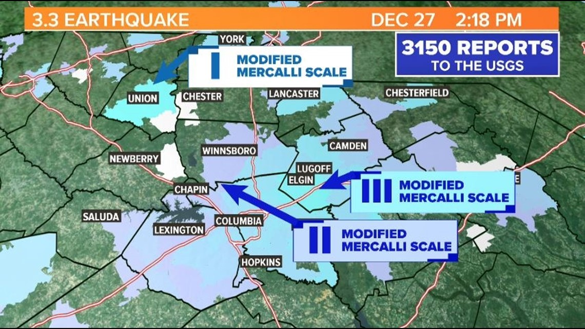 How are South Carolina earthquakes measured?